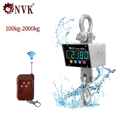 NVK Pequeno material de aço inoxidável industrial 304 de 100 kg-2T Balança de guindaste suspensa à prova d'água com dispositivo sem fio